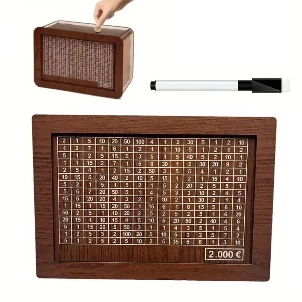 New Wooden Money Box Handmade Reusable Money Saving Box with Saving Money Goals Counter Crafts Piggy Bank Children