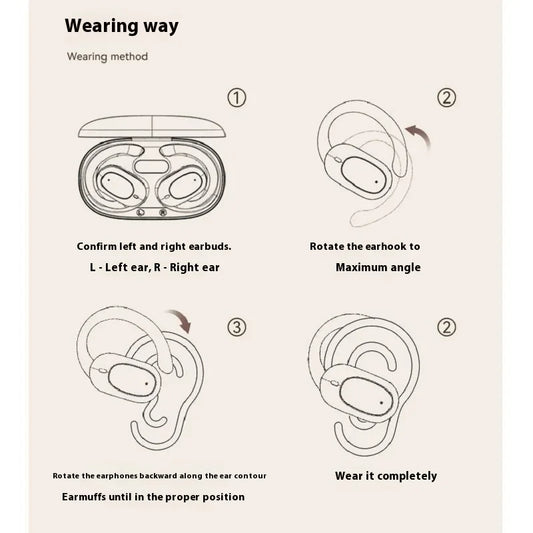 OWS Headphones Over-Ear Open-Ear Wireless Bluetooth Earphones Style Noise Cancellation Rotatable Feature With Mic Portable Audio